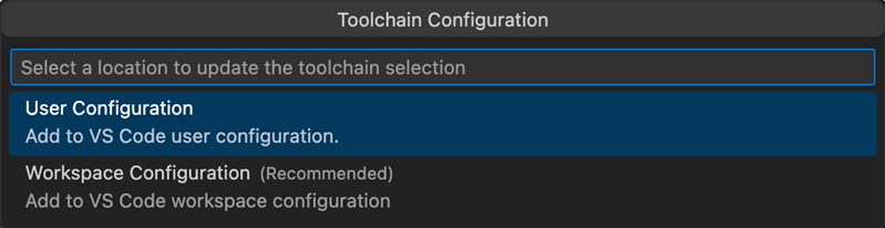Settings selection
